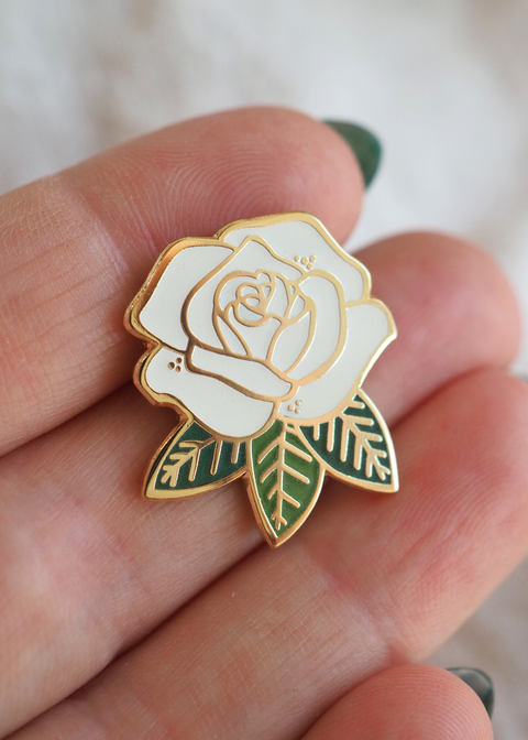 Rose - Glow-in-the-Dark - Lapel Pin - White
