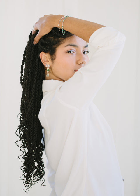 Dewdrop Statement Stud Earrings - Silver