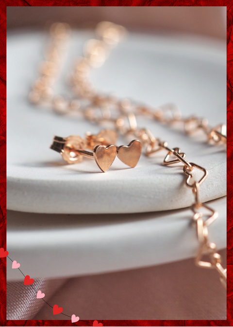 Tiny Heart Stud Earrings - Rose Gold Filled