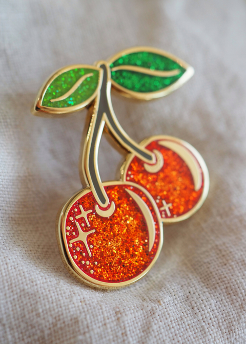 Cherry 🍒 - Lapel Pin - Red Sparkle