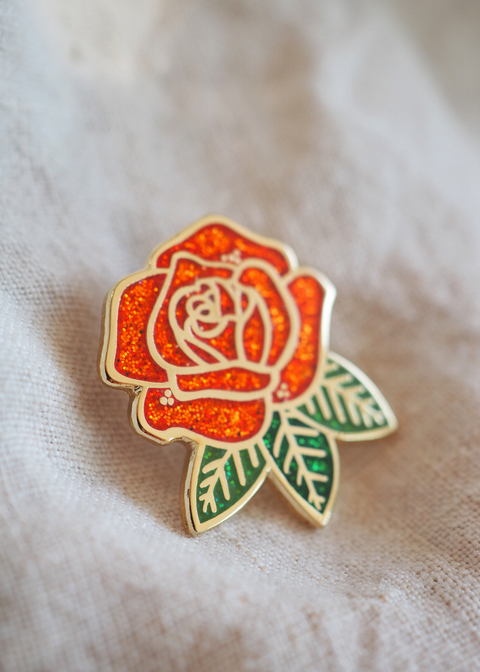 Rose - Lapel Pin - Red Sparkle