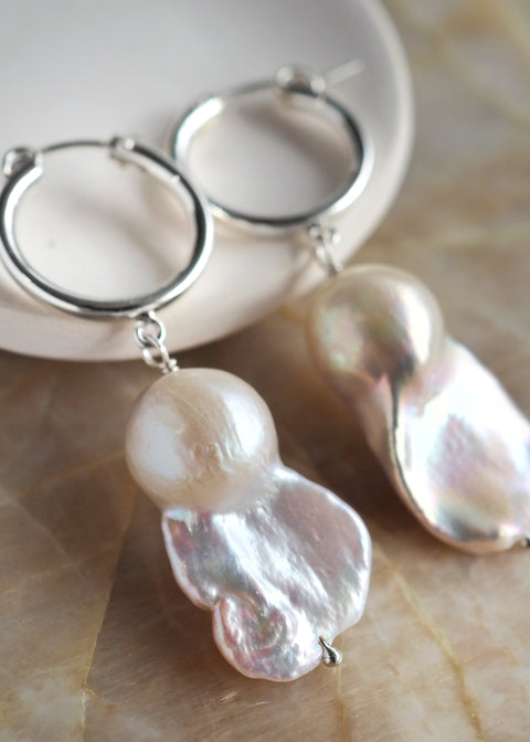Reverie Pearl Hoop Earrings
