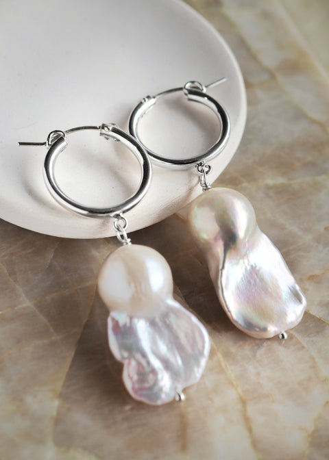 Reverie Pearl Hoop Earrings