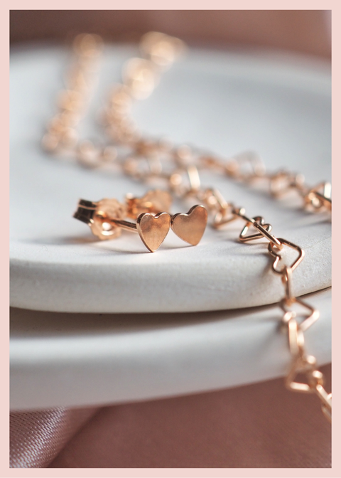 Tiny Heart Stud Earrings - Rose Gold Filled