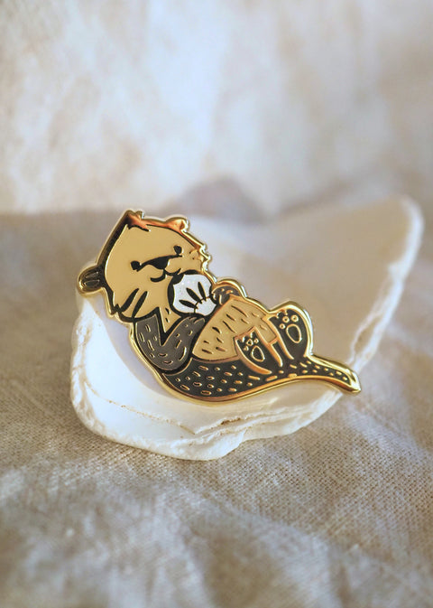 Sea Otter - White Shell - Glow-in-the-Dark - Lapel Pin