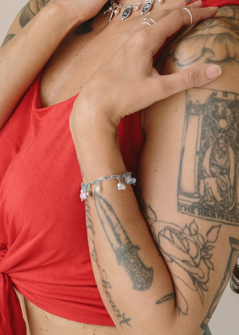 Pearl Charm Bracelet - Sterling Silver