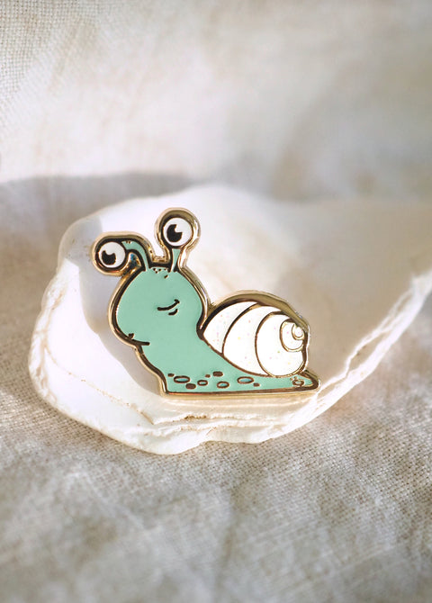 Snail - Minty Green - Lapel Pin - Glow-in-the-Dark