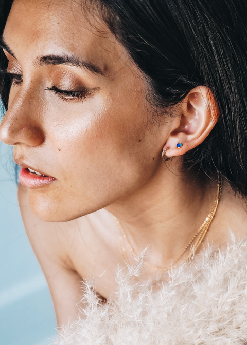 14k Gold - Vega Emerald Stud Earrings