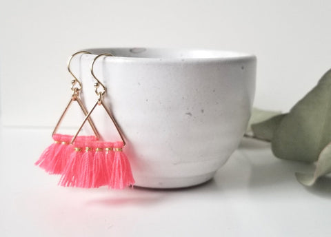 Fortune Triangle Tassel Earrings