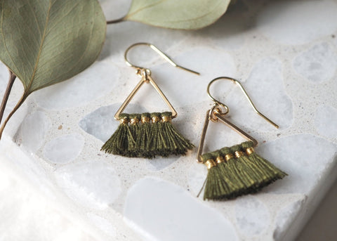 Fortune Triangle Tassel Earrings