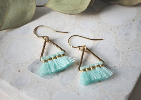 Fortune Triangle Tassel Earrings