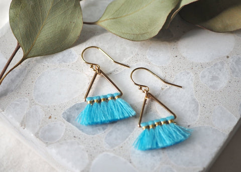 Fortune Triangle Tassel Earrings