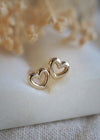 14k Gold - Heart Stud Earrings - Earring - LanaBetty