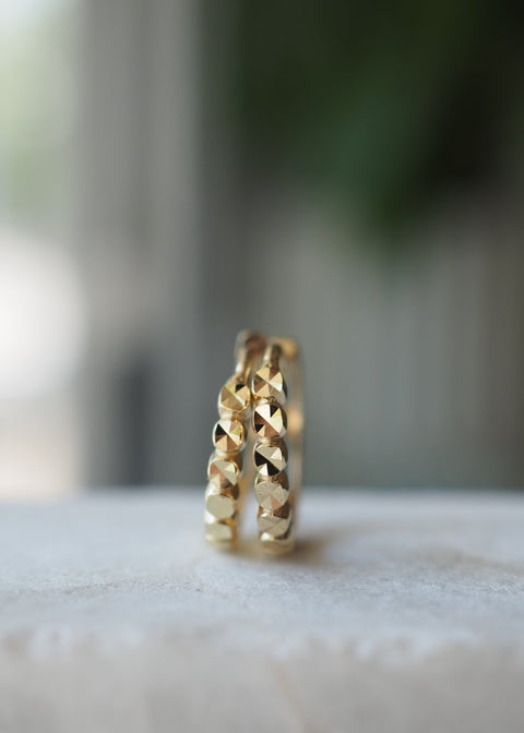 14k gold - Oracle - Faceted Huggies Hoops - Earring - LanaBetty