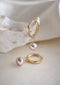 14k Gold - Pearl Huggie Earrings - Earring - LanaBetty