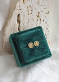 14k Gold - Smiley Face Stud Earrings - Earring - LanaBetty