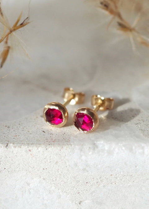 14k Gold - Vega Ruby Stud Earrings - Earring - LanaBetty
