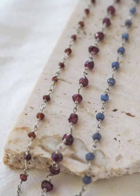 Beaded Gemstone Chain Bracelet - Sterling Silver - Bracelet - LanaBetty