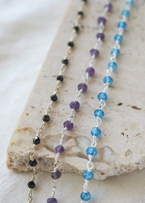 Beaded Gemstone Chain Bracelet - Sterling Silver - Bracelet - LanaBetty