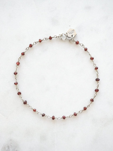 Beaded Gemstone Chain Bracelet - Sterling Silver - Bracelet - LanaBetty