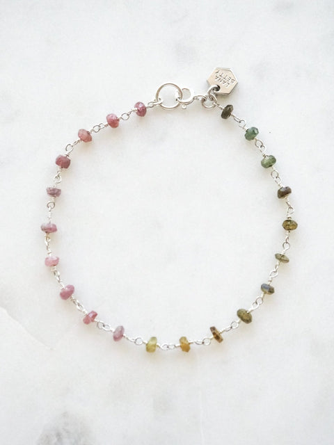 Beaded Gemstone Chain Bracelet - Sterling Silver - Bracelet - LanaBetty