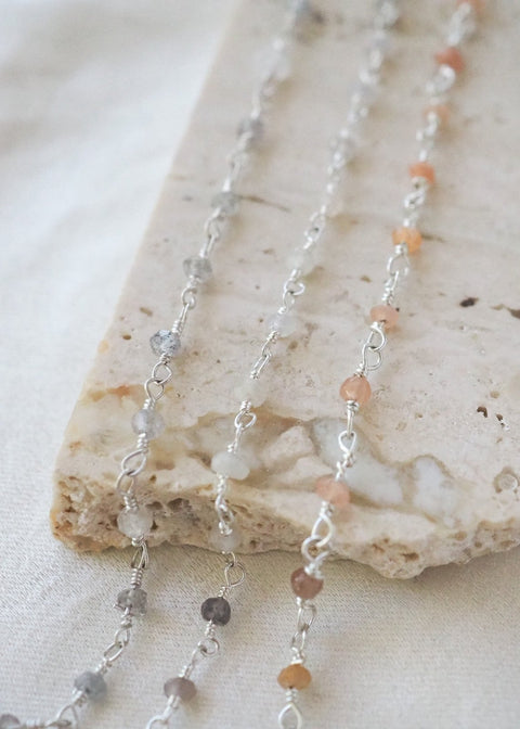 Beaded Gemstone Chain Bracelet - Sterling Silver - Bracelet - LanaBetty