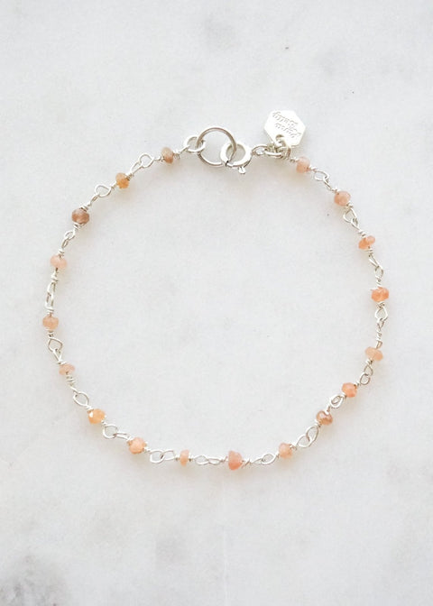 Beaded Gemstone Chain Bracelet - Sterling Silver - Bracelet - LanaBetty