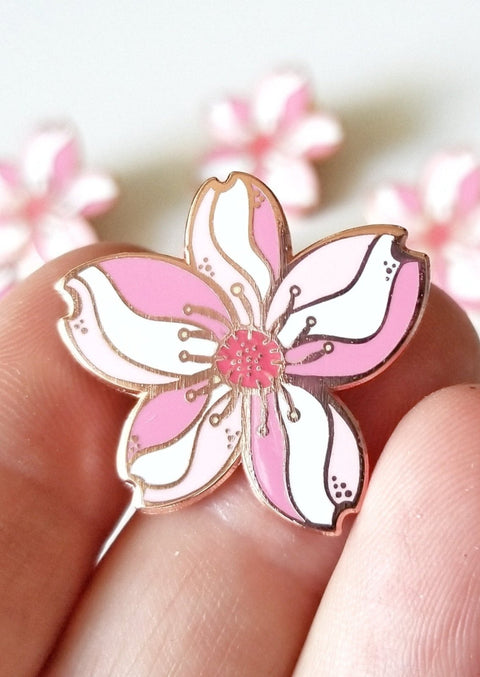 Cherry Blossom Lapel Pin - Rose Gold - lapel pins - LanaBetty