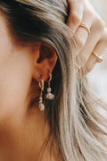 Gravity Hoops - Dangle Pearl Earrings (18mm) - Rose - Earring - LanaBetty