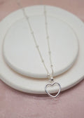 Heart Outline Choker Necklace - 16" - Silver - Necklace - LanaBetty