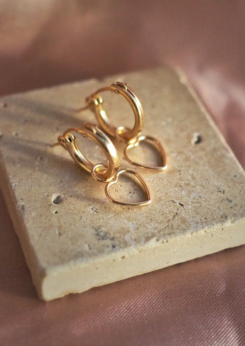 Heart Outline Hoop Earrings - Gold Filled - Earring - LanaBetty