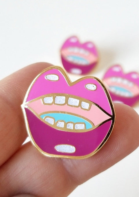 Hot Lips Lapel Pin - Jawbreaker Purple - lapel pins - LanaBetty