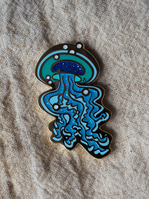 Jellyfish - Lapel Pin - Sparkle Blue - lapel pins - LanaBetty
