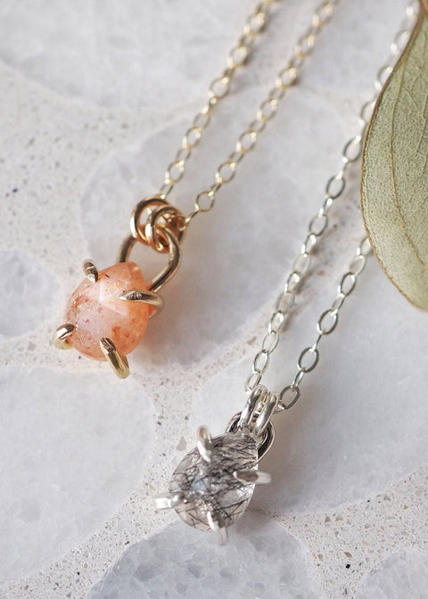 Libra Claw Set Pear Necklace - Sterling Silver - Necklace - LanaBetty