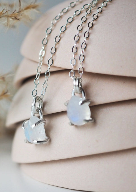 Libra Claw Set Pear Necklace - Sterling Silver - Necklace - LanaBetty