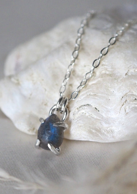 Libra Claw Set Pear Necklace - Sterling Silver - Necklace - LanaBetty