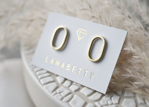 Oval Post Earrings - Brass - Earring - LanaBetty