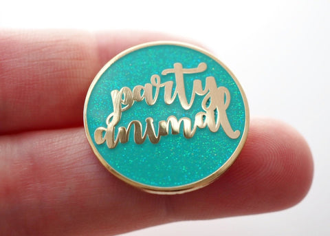 Party Animal - Teal Sparkle - Lapel Pin - lapel pins - LanaBetty