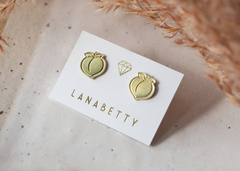 Peach Stud Earrings - Brass - Earring - LanaBetty