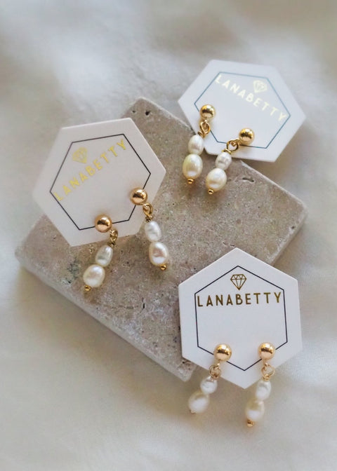 Pearl Stud Earrings - Gold - Earring - LanaBetty