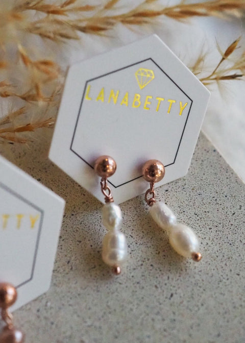 Pearl Stud Earrings - Rose - Earring - LanaBetty