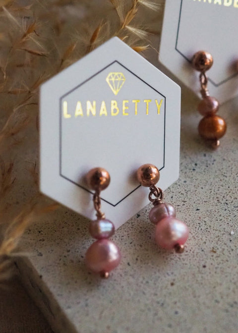 Pearl Stud Earrings - Rose - Earring - LanaBetty