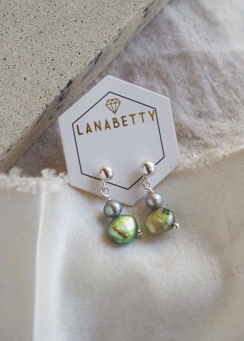Pearl Stud Earrings - Silver - Earring - LanaBetty
