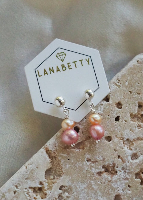 Pearl Stud Earrings - Silver - Earring - LanaBetty