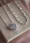 Puffed Heart Necklace - 18" - Silver - Necklace - LanaBetty
