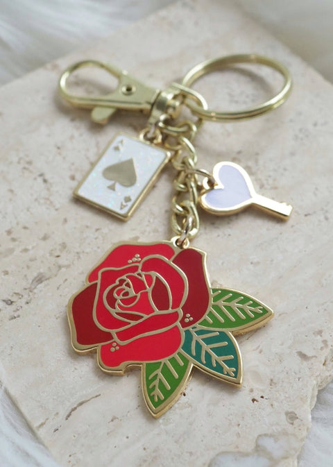 Red Rose Enamel Keychain - Keychain - LanaBetty