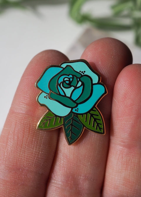 Rose - Lapel Pin - Teal - lapel pins - LanaBetty