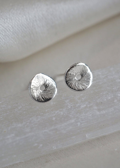 Sand Dollar Silver Stud Earrings - Earrings - LanaBetty