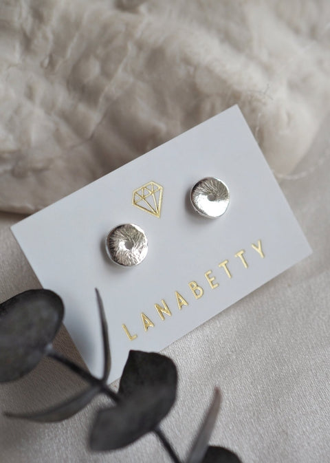 Sand Dollar Silver Stud Earrings - Earrings - LanaBetty