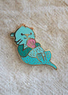 Sea Otter - Minty Green Lapel Pin - lapel pins - LanaBetty